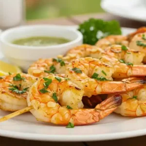 How To Make Perfect Shrimp Skewers: Oven-Baked, Grilled & Smoked Recipes Juicy grilled shrimp skewers brushed with garlic butter and served with lemon wedges and dipping sauce.