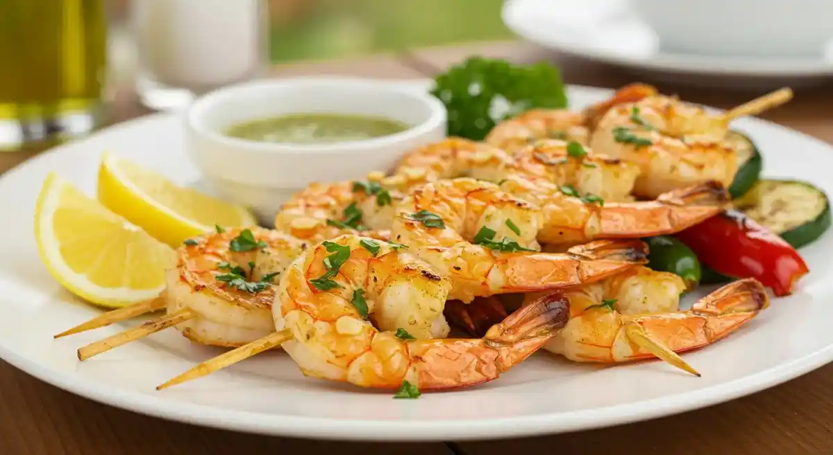 How To Make Perfect Shrimp Skewers: Oven-Baked, Grilled & Smoked Recipes Juicy grilled shrimp skewers brushed with garlic butter and served with lemon wedges and dipping sauce.
