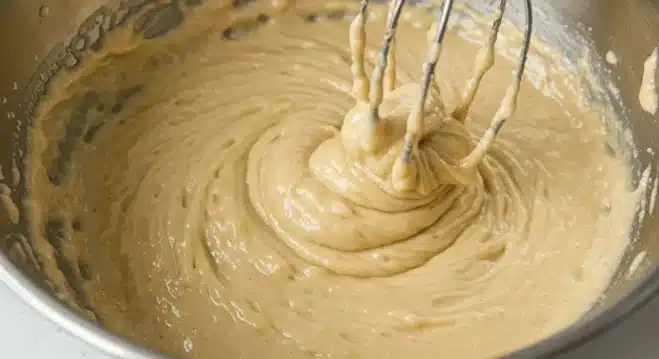 Banana Muffins Recipe: A Delightful and Easy Treat A mixing bowl filled with mashed bananas, flour, and eggs being stirred together.