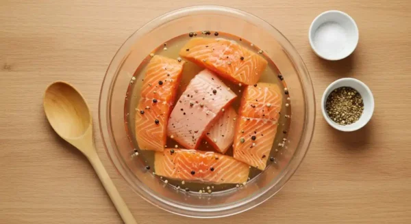 Ultimate Smoked Salmon Crossword Clues Fresh salmon fillets soaking in a homemade smoked salmon brine with salt, sugar, and spices.