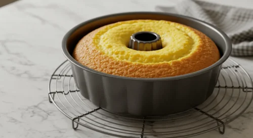 Bake This Lemon Pudding Cake Once, Crave It Forever Golden lemon bundt cake cooling on a rack before glazing