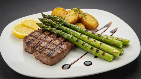 The best way to grill asparagus in foil and serve it alongside grilled meats and potatoes.