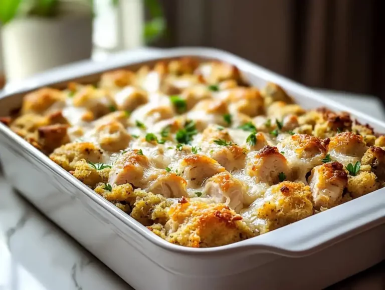 Dolly's Chicken And Stuffing Casserole: Comforting And Quick Recipe Dolly's Chicken And Stuffing Casserole fresh with golden crust