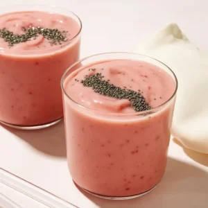 Chia Seeds in Smoothies: Strawberry-Peach Recipe for Busy Mornings Chia Seeds in Smoothies served in clear glasses with peach and strawberry