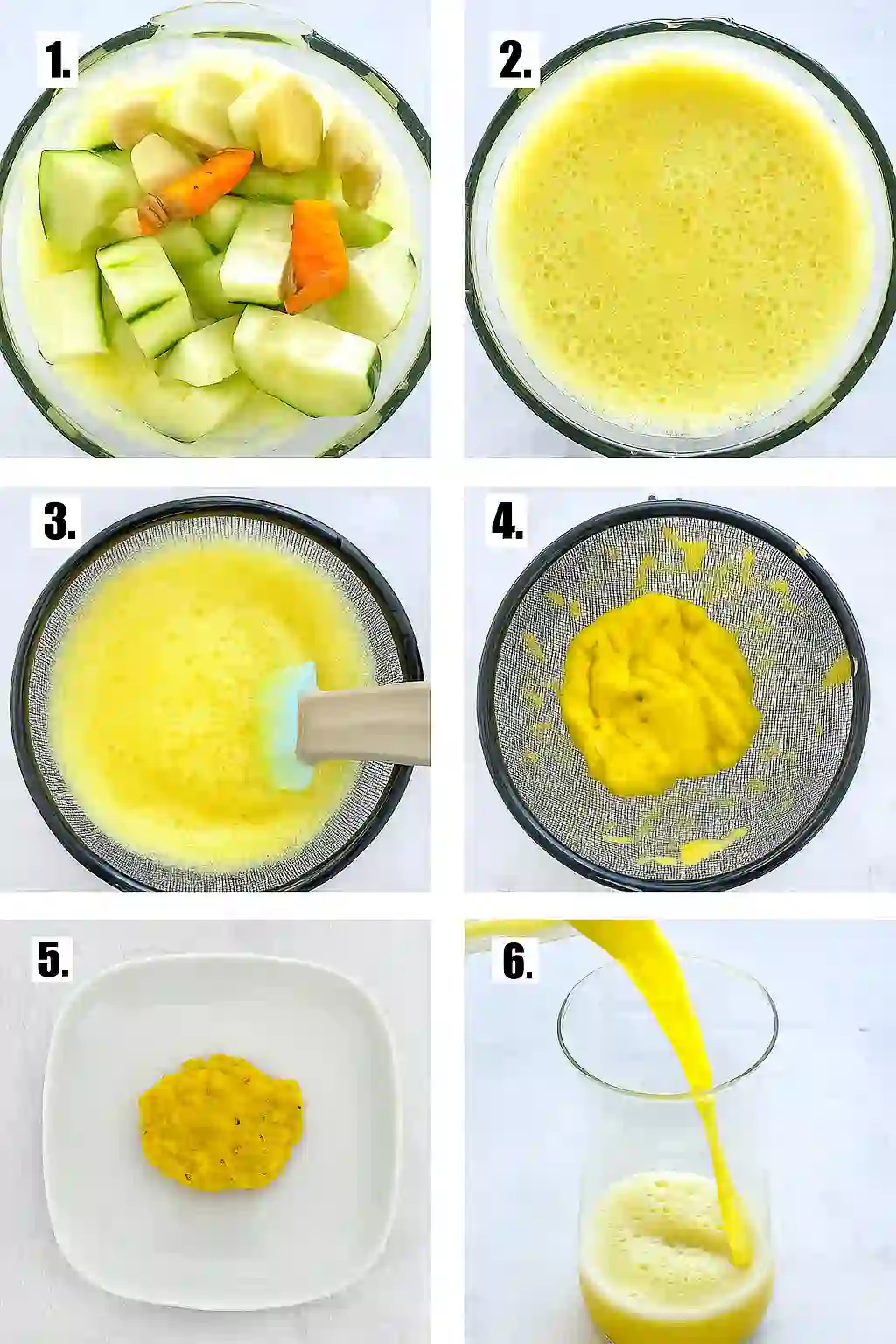 Cucumber and Pineapple Detox: a Fresh Way to Cleanse Naturally step by step process of cucumber and pineapple detox in blender and strainer