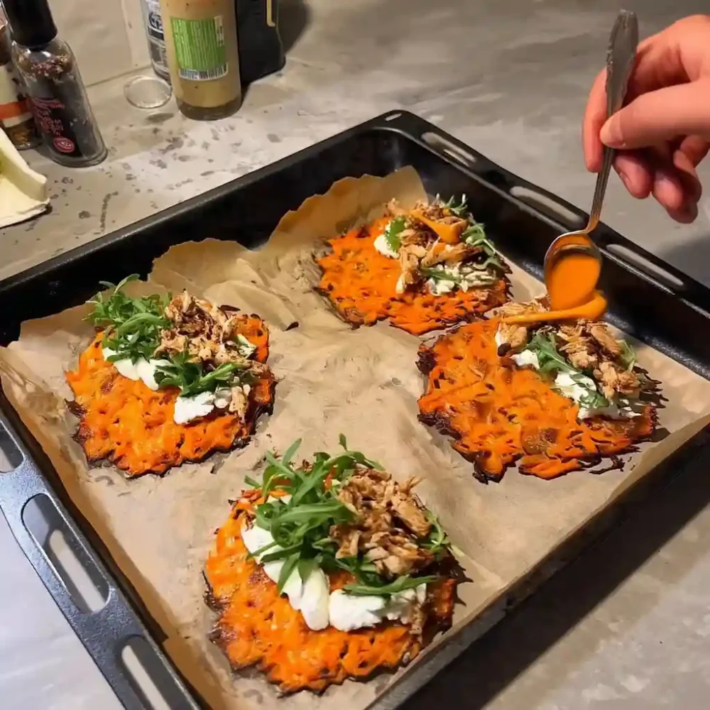 Low calorie and high protein carrot wrap before folding