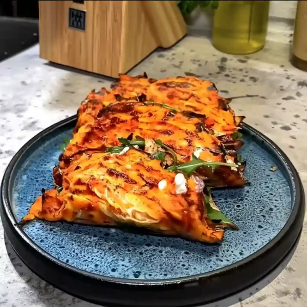 Low calorie and high protein carrot wrap folded and served