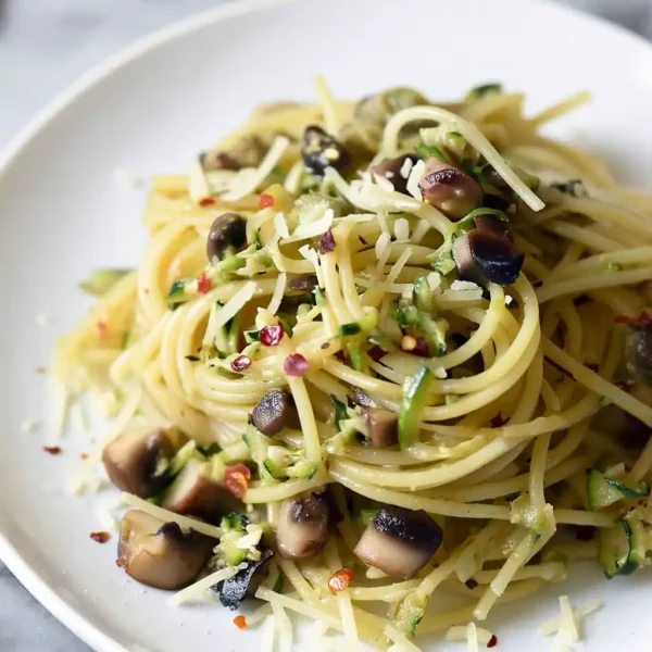 Pasta with Zucchini and Mushrooms – Your 20-Minute Weeknight Saver Pasta with zucchini and mushrooms served with Parmesan