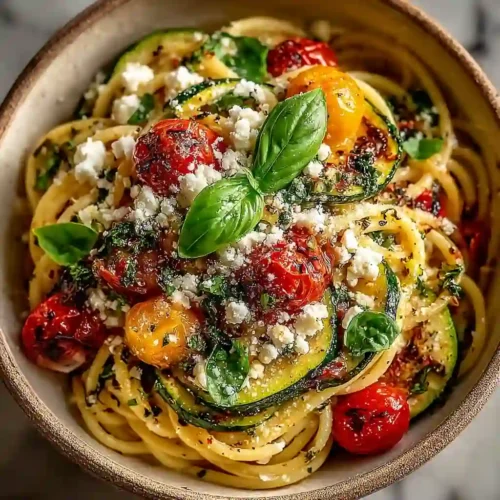 Zucchini and Tomato Pasta Recipe Everyone Can Master in Minutes Zucchini and Tomato Pasta Recipe served in a ceramic bowl with basil and ricotta salata