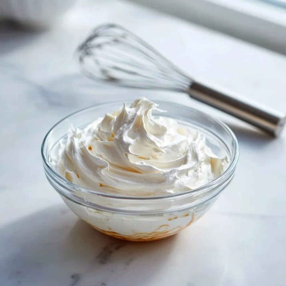 Blueberry Cobbler Coffee Recipe: A Homemade Treat Bursting With Flavor Folding coffee into fresh whipped cream in a glass bowl
