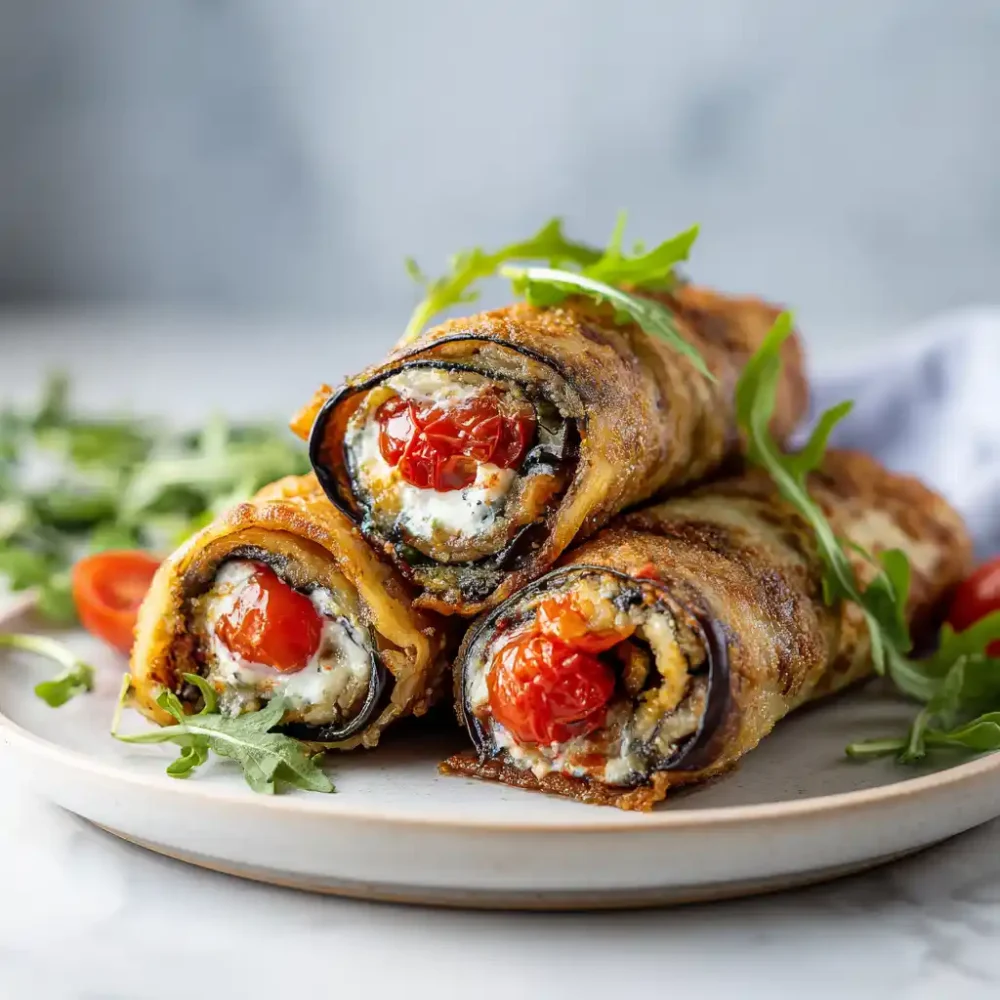 Crispy cheesy eggplant wraps