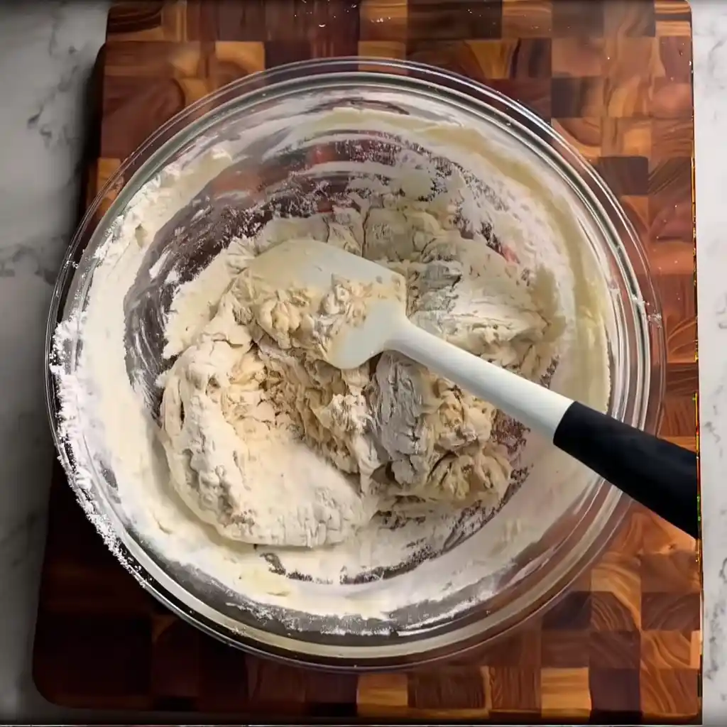 Giant Garlic Knots – Soft, golden, and bursting with homemade flavor giant garlic knots dough being mixed in a bowl before rising