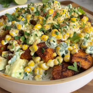 High Protein Street Corn Chicken Bowl in Just 30 Minutes High Protein Street Corn Chicken Bowl with rice, grilled chicken, corn salsa, avocado and lime