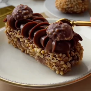 No Bake Ferrero Rocher-copycat Desserts: Irresistible Homemade Bites Cream-topped No Bake Ferrero Rocher-copycat Desserts with hazelnut coating