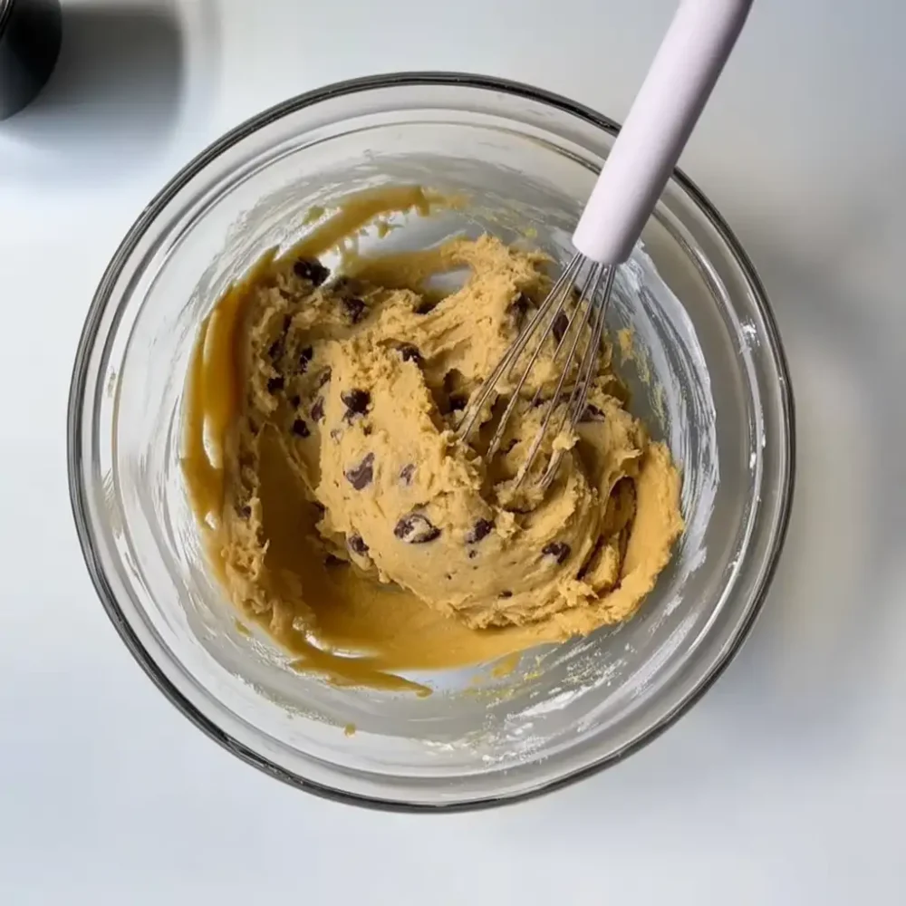 S’mores Cookie Bars: Gooey, Crunchy & Chocolatey in Every Bite Cookie dough for S’mores Bars mixed and ready in a glass bowl