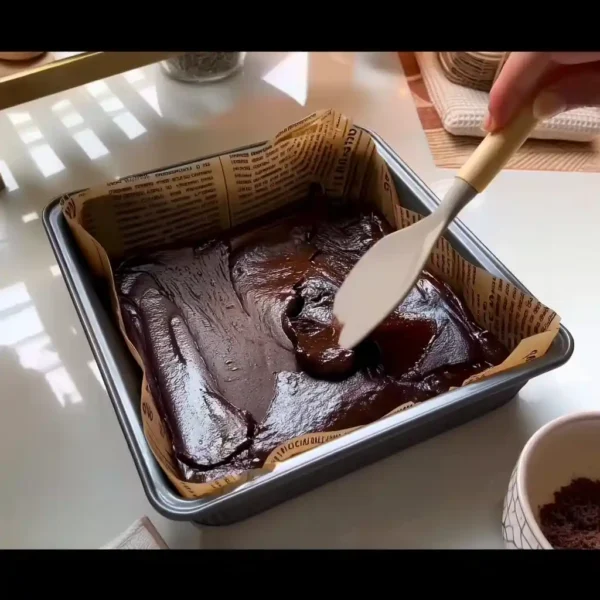Tiramisu Brownies: A 3-Layer Dessert That’s Truly Irresistible Pouring brownie batter into baking pan for tiramisu brownies