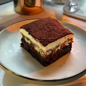 Tiramisu Brownies: A 3-Layer Dessert That’s Truly Irresistible Tiramisu brownies topped with cocoa