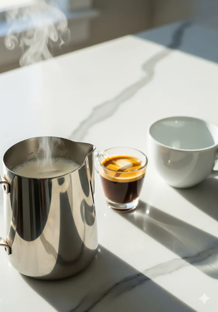 Breve Coffee Recipe: Creamy Espresso Delight Steaming half-and-half for breve coffee