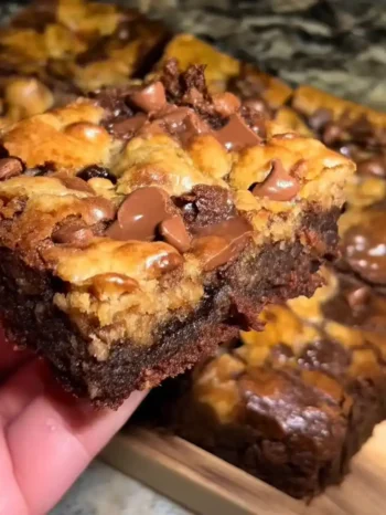 Brookies Recipe: Fudgy Brownie & Chewy Cookie in One Bite Fudgy and chewy Brookies bars sliced into squares