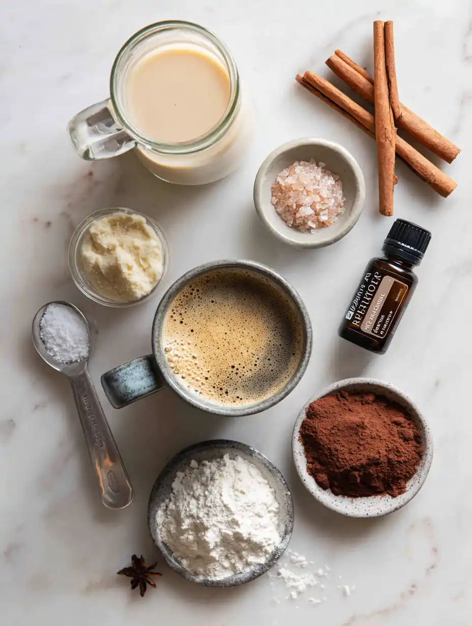Coffee Loophole Recipe for Weight Loss: Quick, Delicious & Science-Backed Coffee Loophole ingredients including brewed coffee, collagen powder, MCT oil, cocoa, cinnamon, almond milk, and sea salt