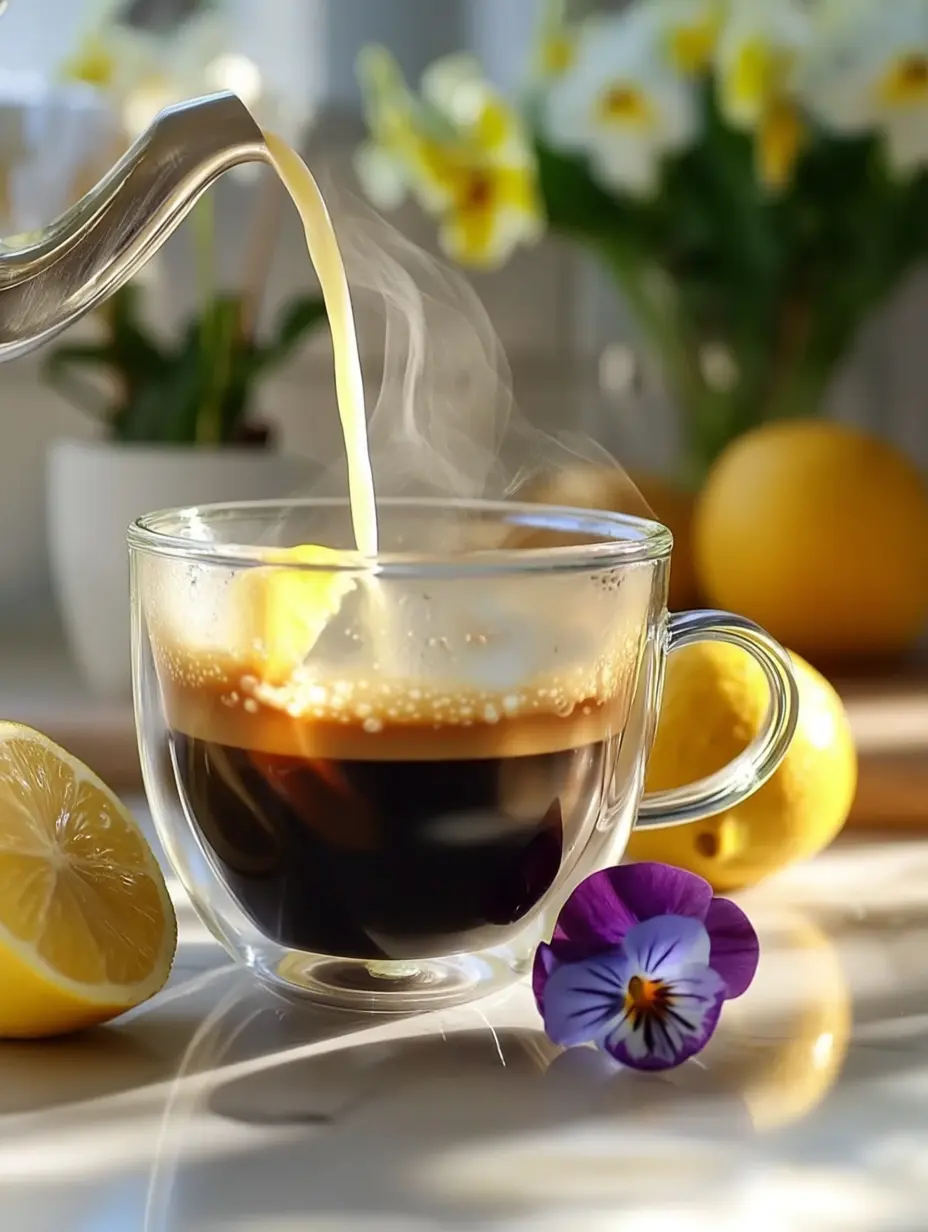 Coffee Loophole Recipe for Weight Loss: Quick, Delicious & Science-Backed Coffee Loophole with lemon wedge and milk being poured into hot coffee in a clear glass cup