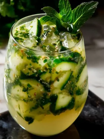 Cucumber Mint Water Recipe for a Refreshing Homemade Drink Homemade cucumber mint water served with ice and fresh mint leaves in a glass, a refreshing healthy summer drink.