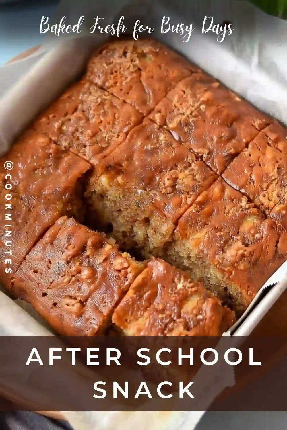After School Banana Bread Recipe – Easy, Moist & Family Favorite after school banana bread recipe baked in pan, golden crust and sliced squares