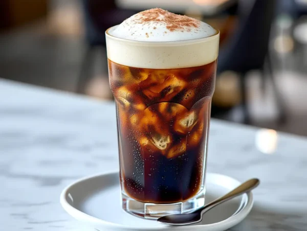 Cold Foam Recipe for Coffee Lovers at Home Cold foam recipe topping iced coffee in a clear glass.