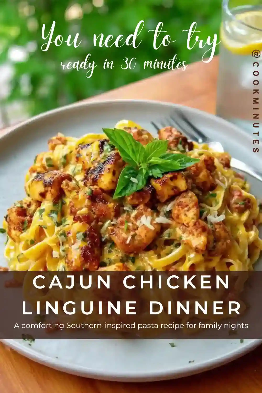 Spicy Cajun Velveeta Chicken Linguine in Garlic Parmesan Sauce Spicy Cajun Velveeta Chicken Linguine served on dining table
