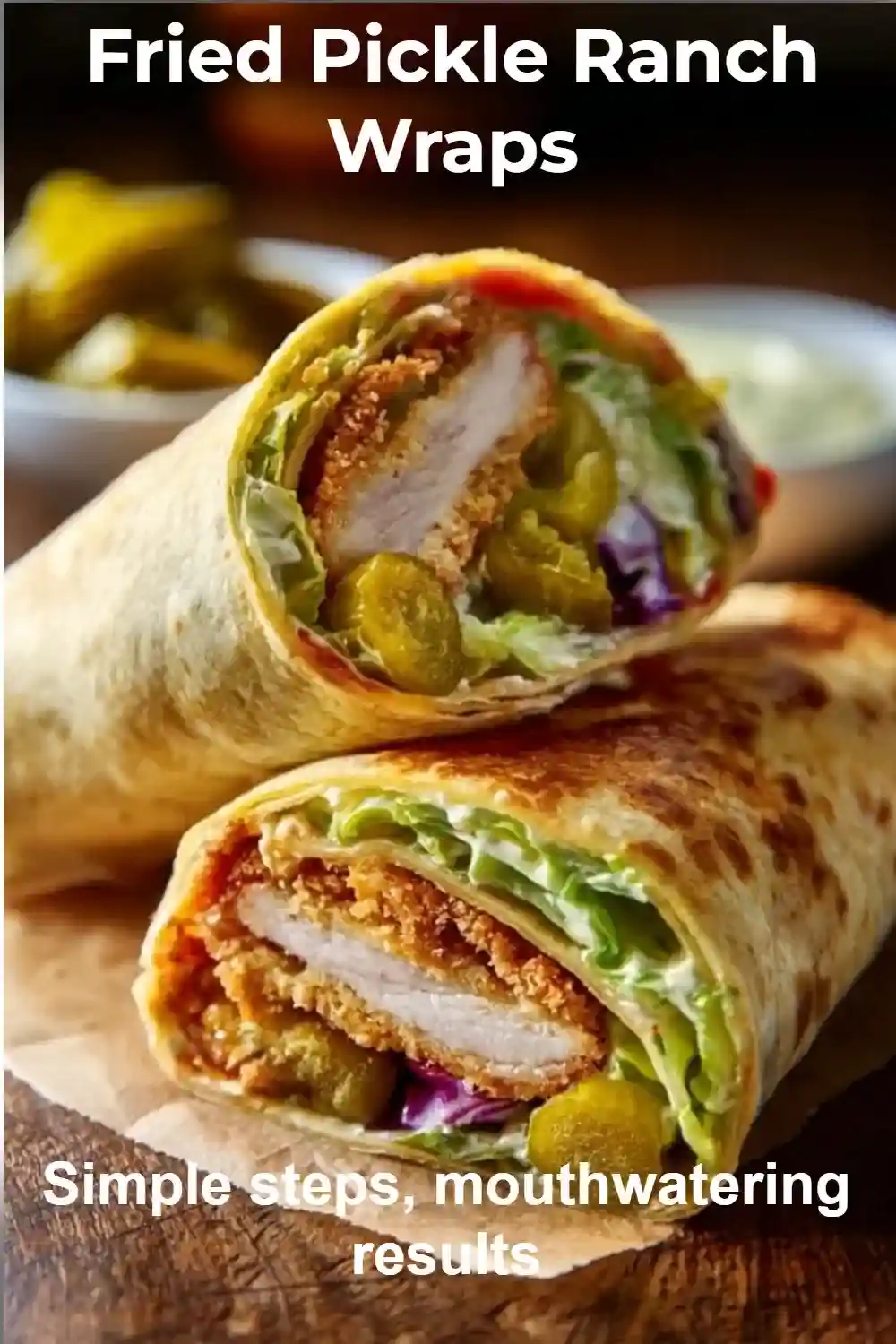 Fried Pickle Ranch Wraps – Crispy, Creamy & Flavor-Packed Lunch Idea Fried pickle ranch wraps stuffed with crispy chicken, pickles, lettuce, tomatoes, and creamy ranch.