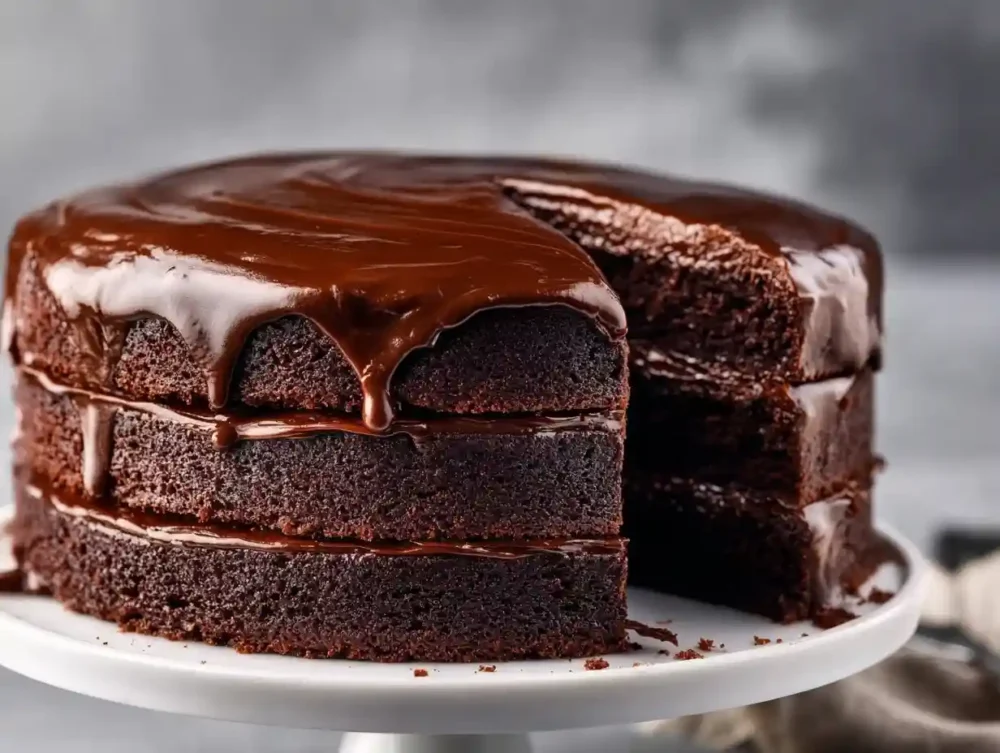 A slice of Matilda Cake topped with chocolate frosting and sprinkles.