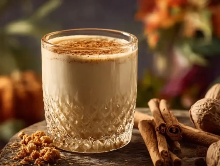 Pumpkin Spice Horchata – Creamy, Cozy Drink for Fall Days A glass of Pumpkin Spice Horchata garnished with cinnamon sticks, showcasing fall flavors.