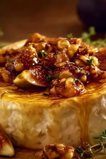 Baked Brie with Honey and Figs is a cozy, extravagant appetizer that’s as delightful to indulge in as it is easy to make! Baked Brie
