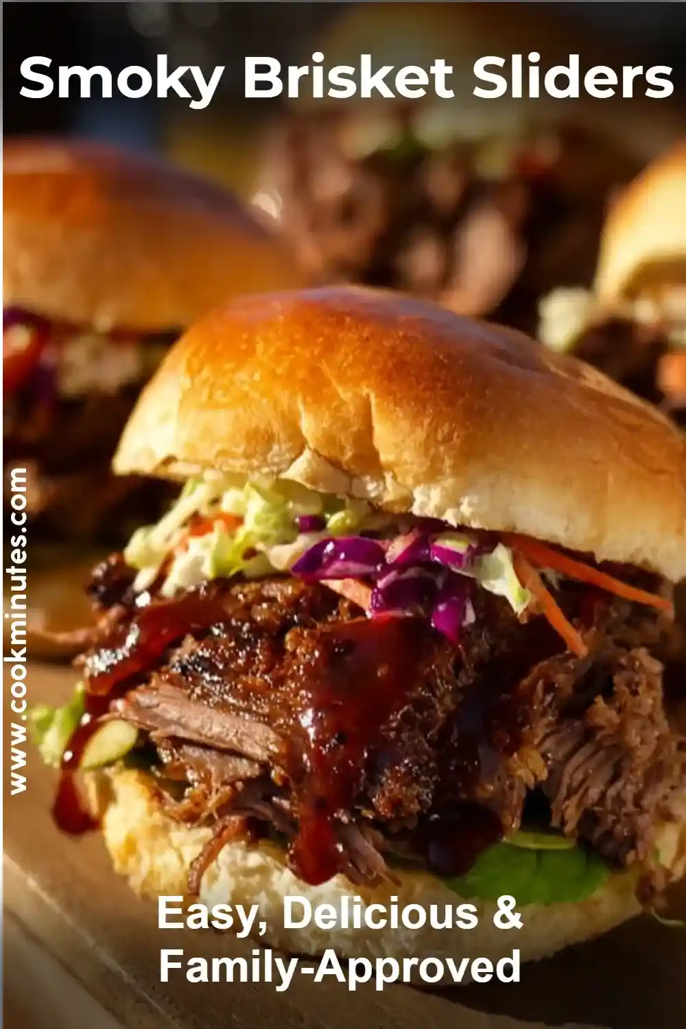 Brisket Sliders Recipe That’s Smoky, Tender, and Flavor-Packed Smoky Brisket sliders served with coleslaw and pickles on soft buns, perfect for parties.