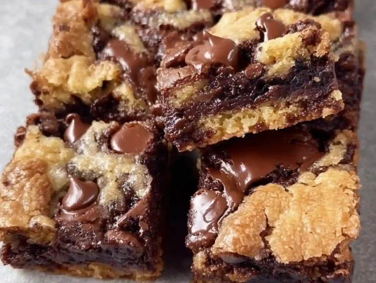 Delicious brown butter brookies, combining chewy cookies and fudgy brownies