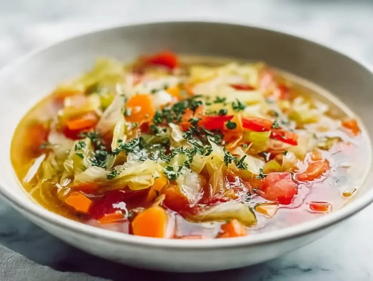 Detox Cabbage Soup Recipe for a Light and Healthy Cleanse Detox Cabbage Soup in a bowl garnished with herbs and vegetables