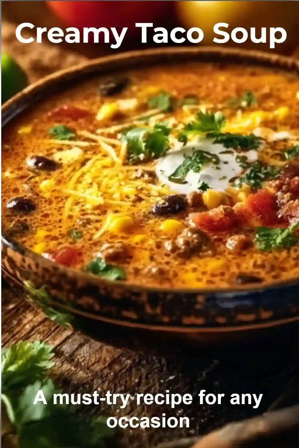 Taco Soup Recipe – Creamy, Spicy & Packed With Flavor Creamy Taco Soup topped with cheese and green onions