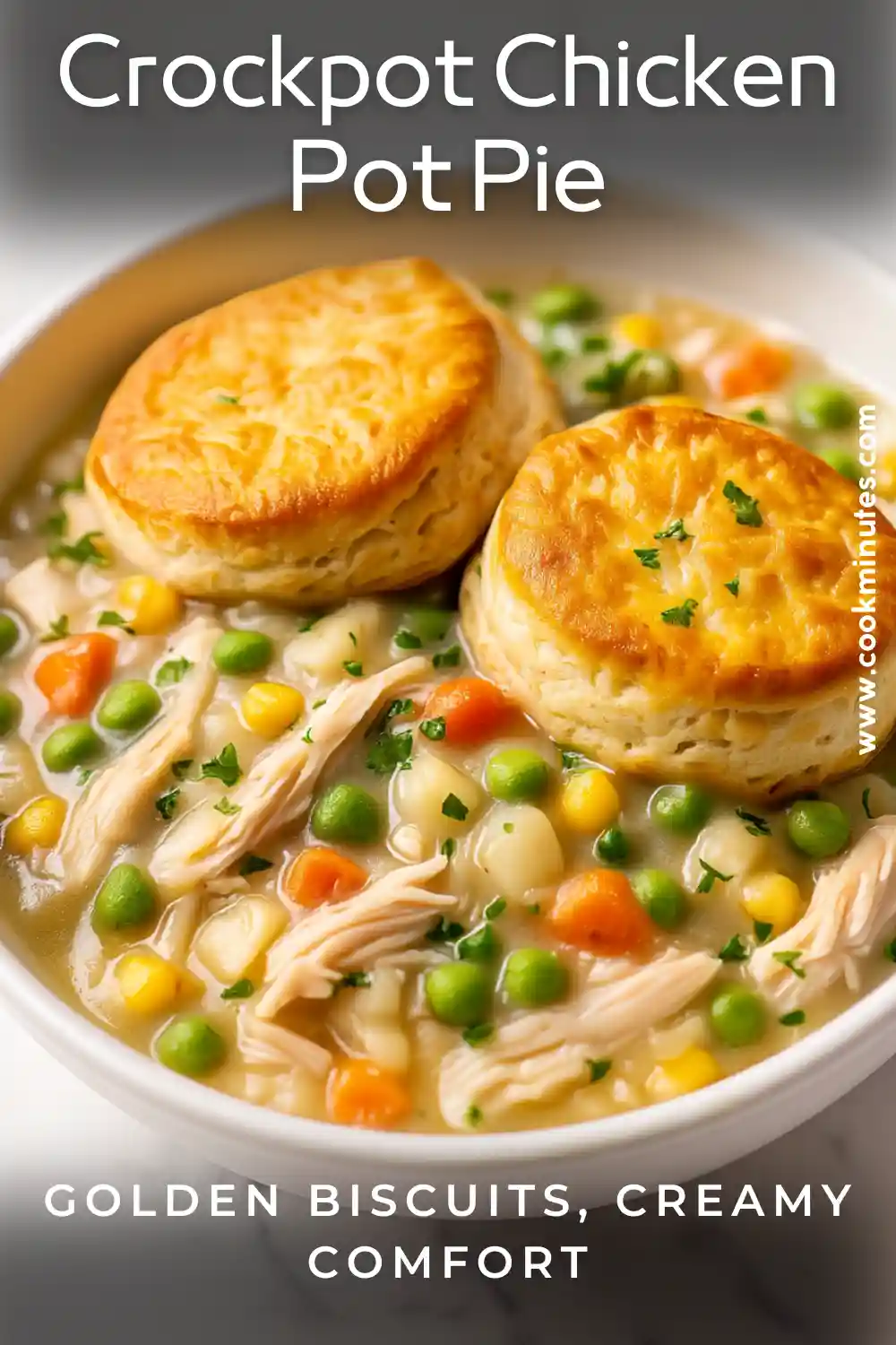 Easy Crockpot Chicken Pot Pie – Creamy Comfort in Every Bite crockpot chicken pot pie recipe served with golden biscuits and fresh herbs