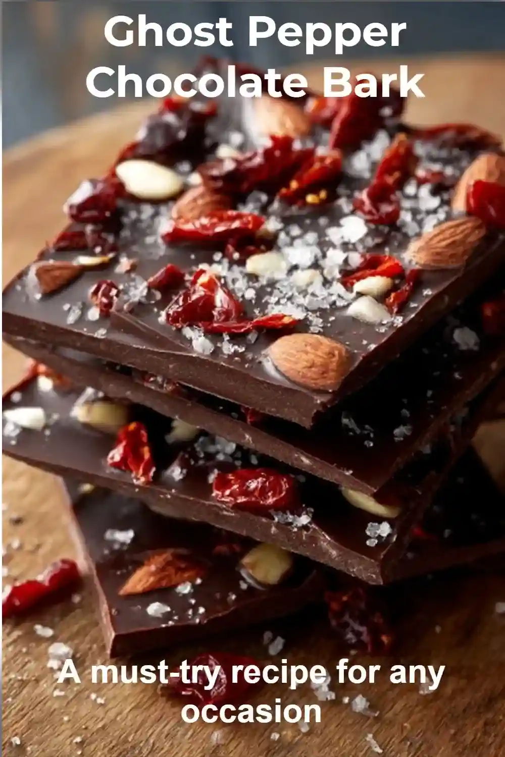 Ghost Pepper Chocolate Bark: A Spicy and Sweet Delight  Ghost Pepper Chocolate Bark topped with nuts and fruit