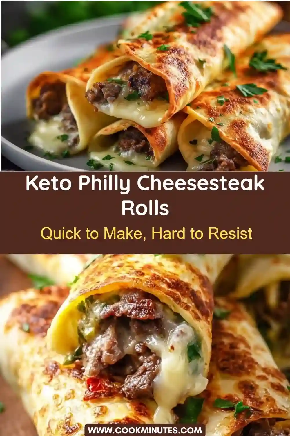 Keto Philly Cheesesteak Rolls – Low-Carb, Cheesy & Delicious Keto Philly Cheesesteak Rolls filled with steak and cheese, topped with fresh herbs
