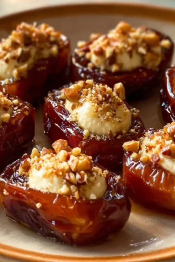 Stuffed Dates Recipe with Mascarpone and Maple Crunch A sweet, rich explosion of flavor awaits with these Maple-Drizzled Mascarpone Stuffed Dates! stuffed dates