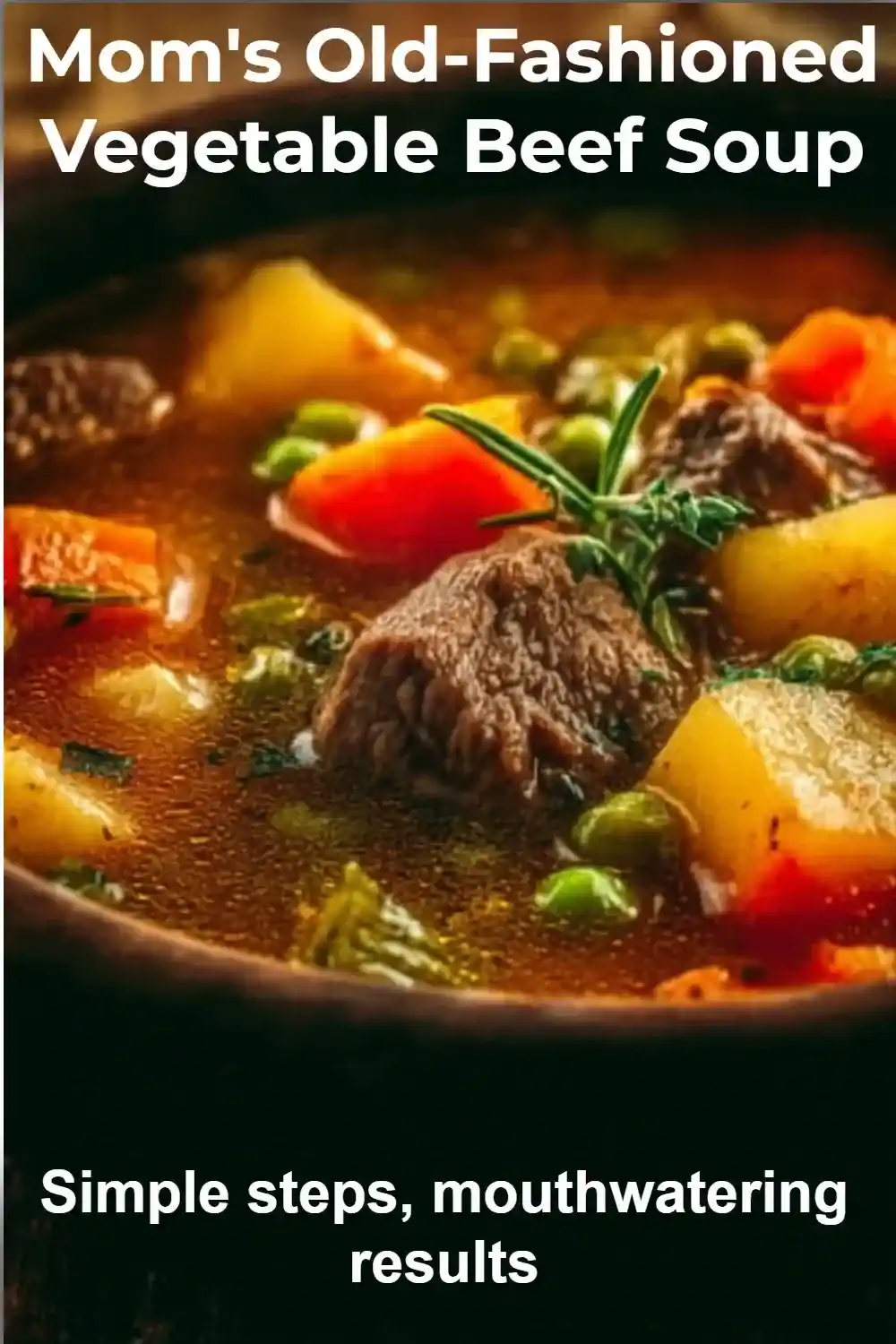 Vegetable Beef Soup Recipe – Hearty, Healthy & Full of Flavor Vegetable beef soup with chunks of beef, potatoes, and colorful veggies in a rich broth.