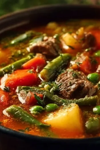Vegetable Beef Soup Recipe – Hearty, Healthy & Full of Flavor Mom's Old-Fashioned Vegetable Beef Soup is more than just a recipe; it's a heartwarming bowl of nostalgia that takes you back to cozy family dinners. I remember the inviting aroma wafting through the house on chilly evenings when my mother would simmer this comforting soup on the stove. Filled with hearty vegetables and tender meat, it's the kind of dish that wraps you in warmth with every spoonful. Join me as we delve into this beloved family recipe, perfect for a cozy night in. vegetable beef soup