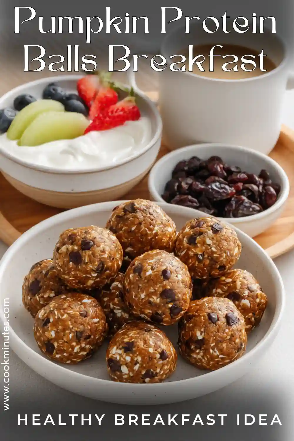 Pumpkin Protein Balls – A Cozy No-Bake Fall Snack Pumpkin Protein Balls served on a modern breakfast table with coffee and fruit