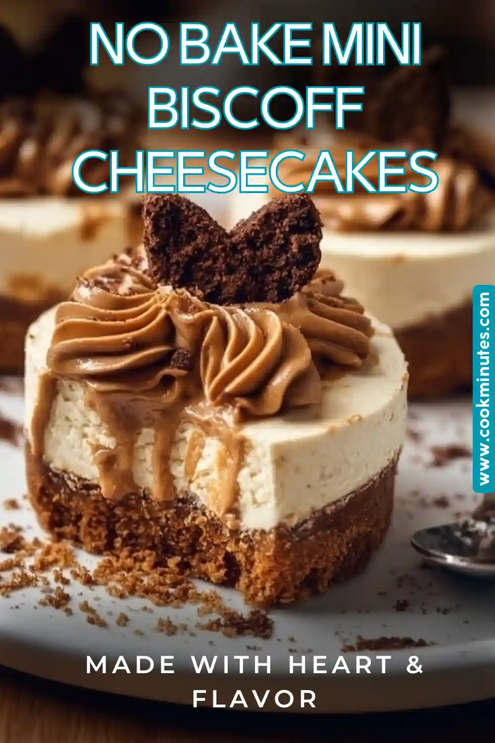 No Bake Mini Biscoff Cheesecakes: Easy Indulgence in Every Bite Delicious No Bake Mini Biscoff Cheesecakes topped with creamy goodness and caramel flavors.