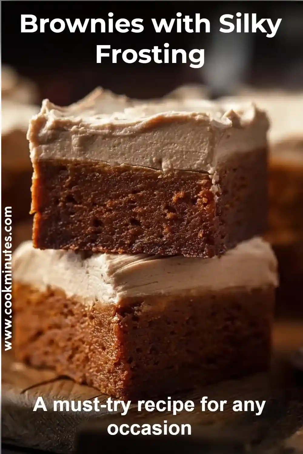 Brownies with Silky Frosting – Rich, Fudgy & Easy Chocolate Bliss Brownies with silky frosting featuring a rich chocolate base and thick creamy topping, hand-held close-up.