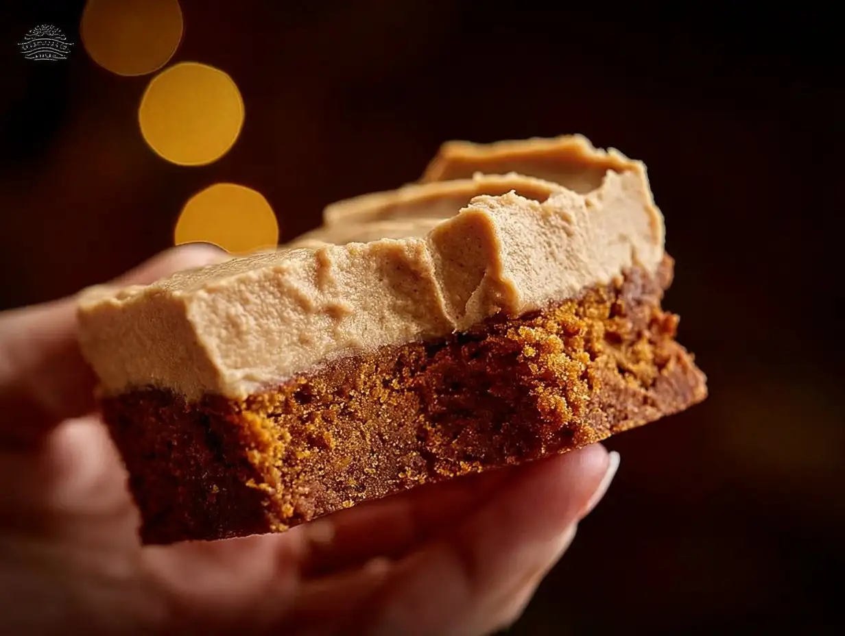 Delicious brownies topped with smooth, silky frosting ready to be enjoyed.