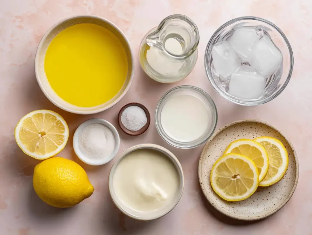 Ingredients for fluffy whipped lemonade