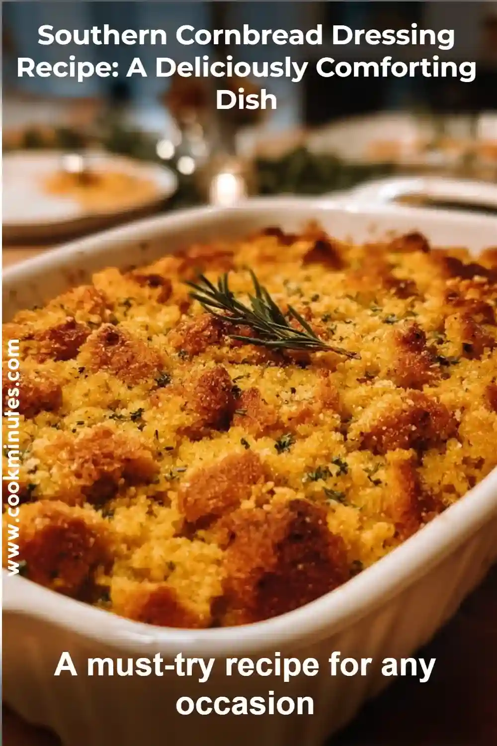 Southern Cornbread Dressing Recipe: A Deliciously Comforting Dish A beautifully baked Southern Cornbread Dressing, perfect for family gatherings and special occasions.