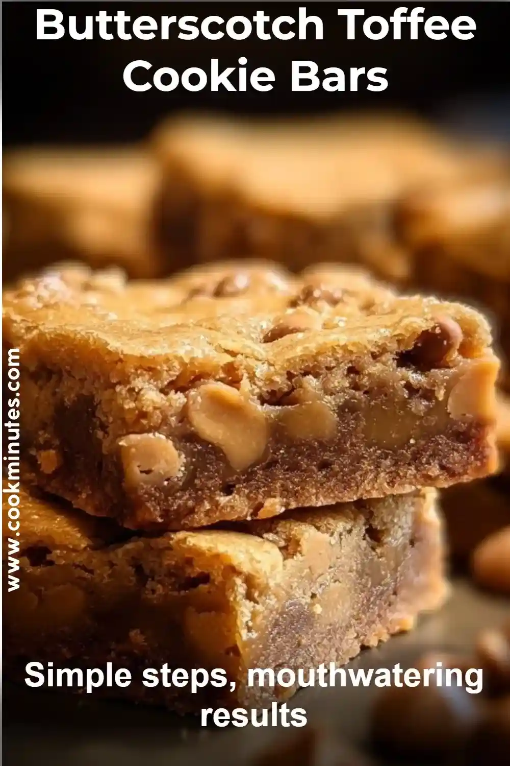 Barres de biscuits au caramel et au toffee, moelleuses et dorées, parfaites pour les desserts rapides.
